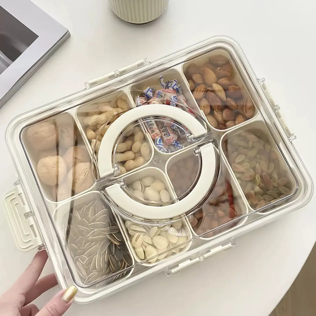 Organizador de Geladeira com 8 Divisórias – Pote Hermético Acrílico para Frutas, Legumes e Alimentos