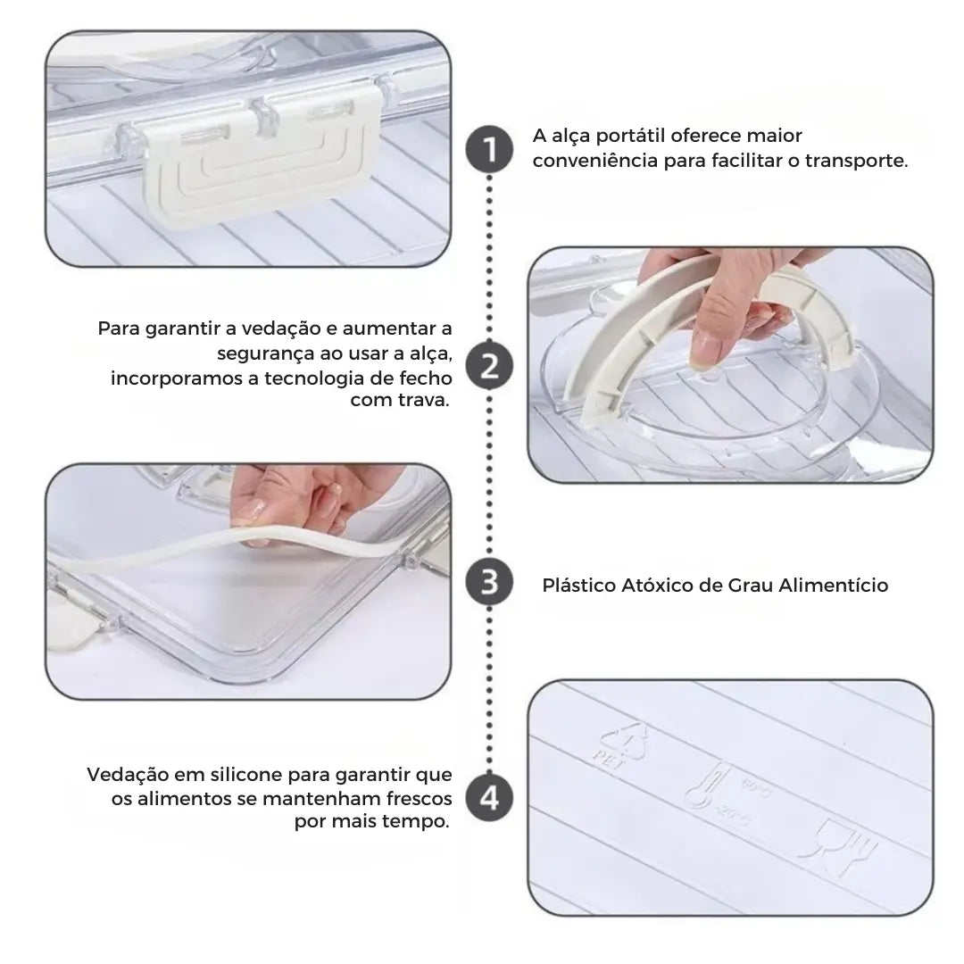 Organizador de Geladeira com 8 Divisórias – Pote Hermético Acrílico para Frutas, Legumes e Alimentos