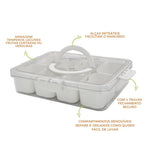 Organizador de Geladeira com 8 Divisórias – Pote Hermético Acrílico para Frutas, Legumes e Alimentos