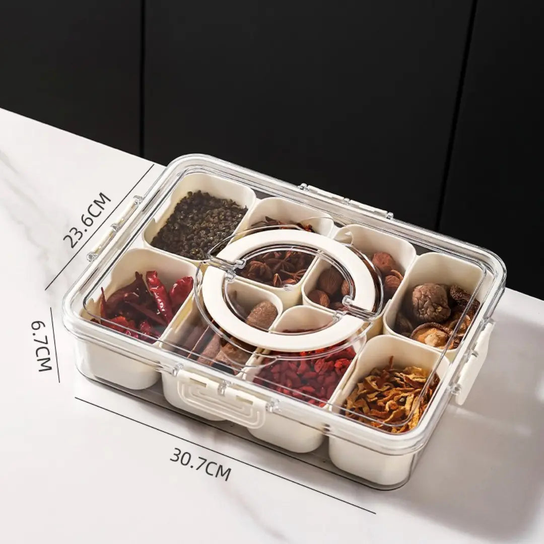 Organizador de Geladeira com 8 Divisórias – Pote Hermético Acrílico para Frutas, Legumes e Alimentos