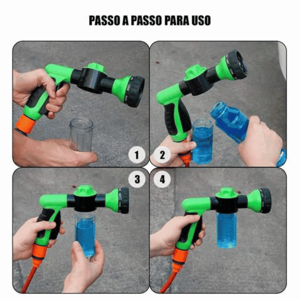 Pistola de Alta Pressão com Espuma 8 em 1 - Modern Casa