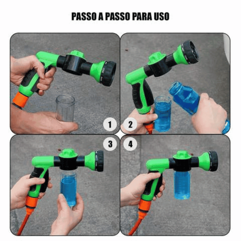 Pistola D'água de Alta Pressão de Espuma 8 em 1 - Modern Casa