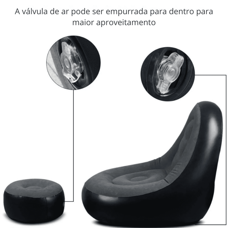 Poltrona e Puff Inflável Descanso Preguiçoso - Modern Casa