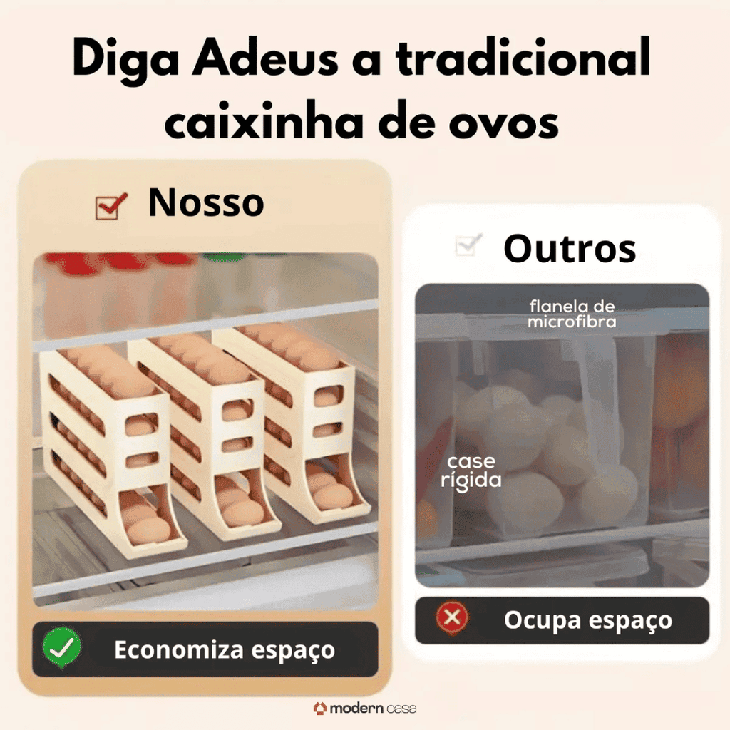 Organizador Porta-Ovos com Rolagem Automática - Modern Casa