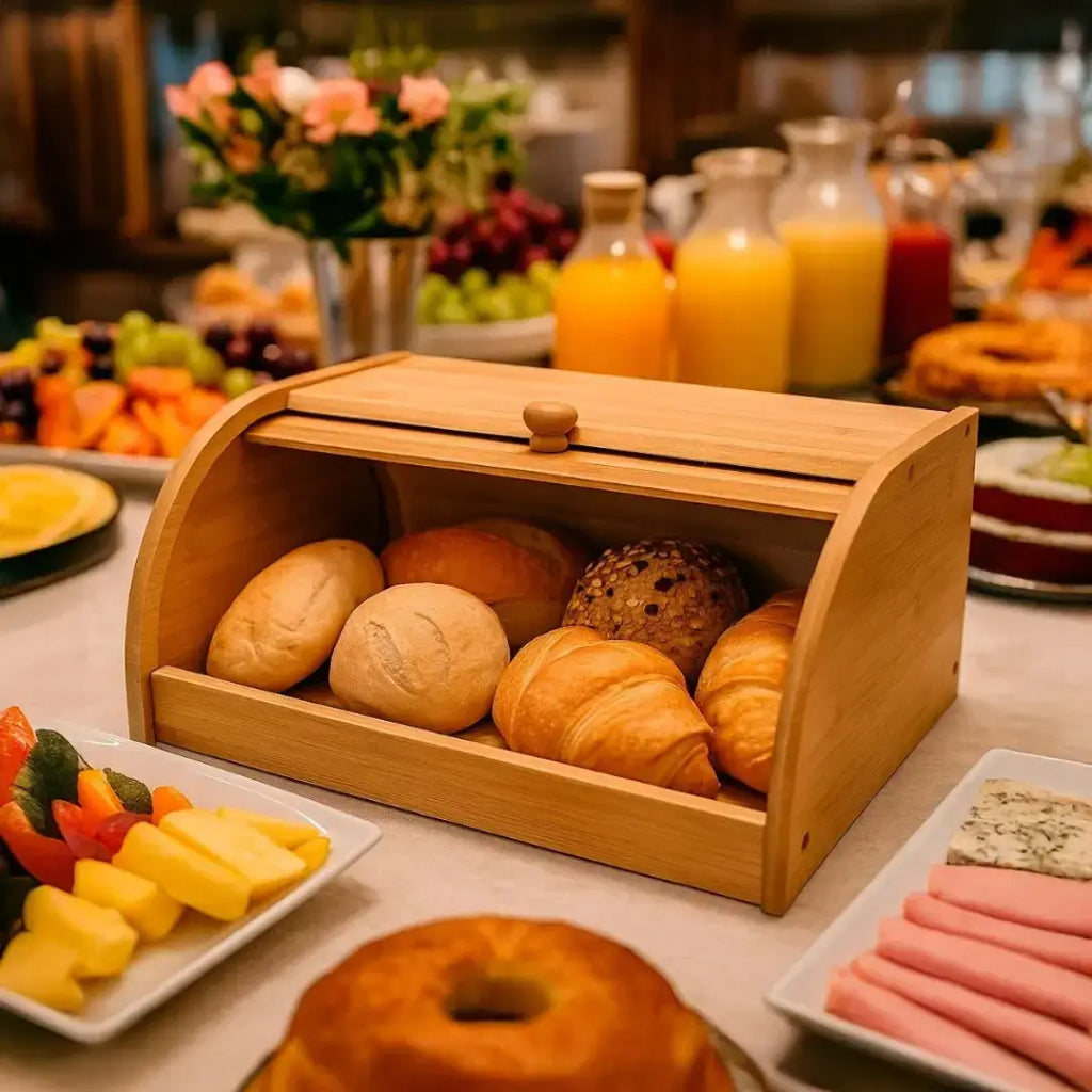 Porta Pão Bambu Com Tampa Retrátil - Modern Casa