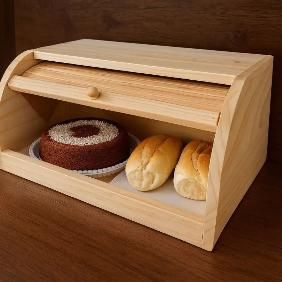 Porta Pão Bambu Com Tampa Retrátil - Modern Casa