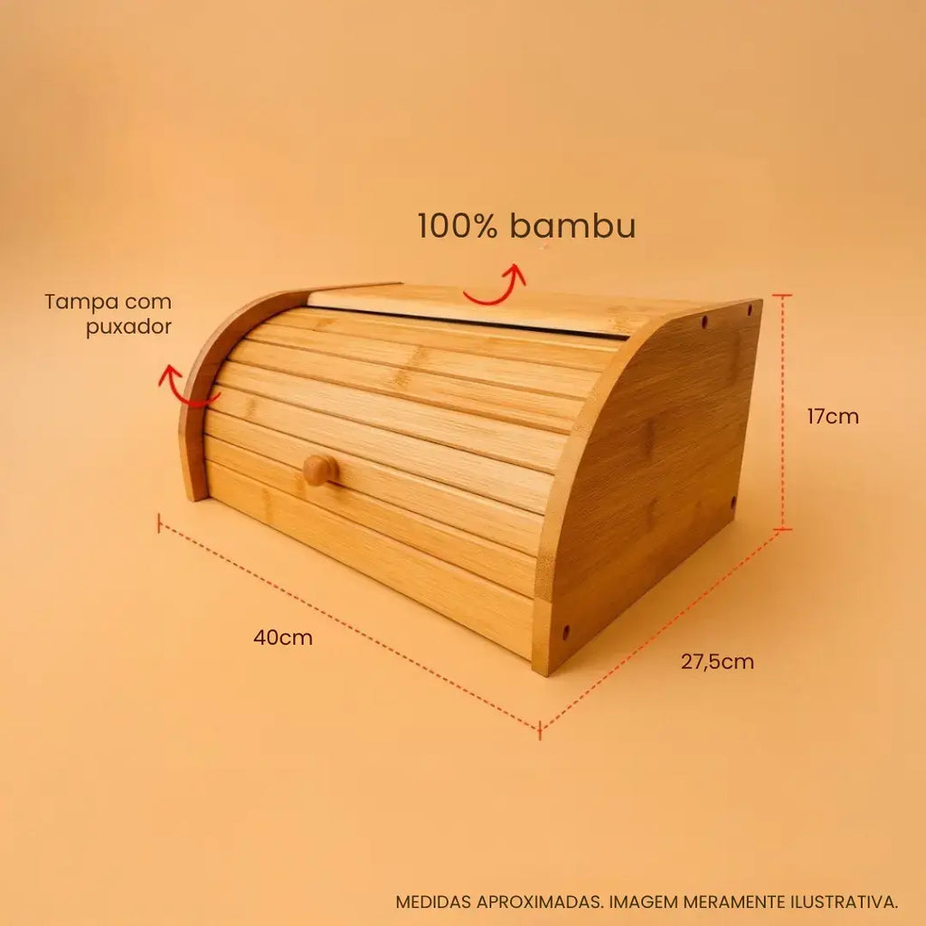 Porta Pão Bambu Com Tampa Retrátil - Modern Casa