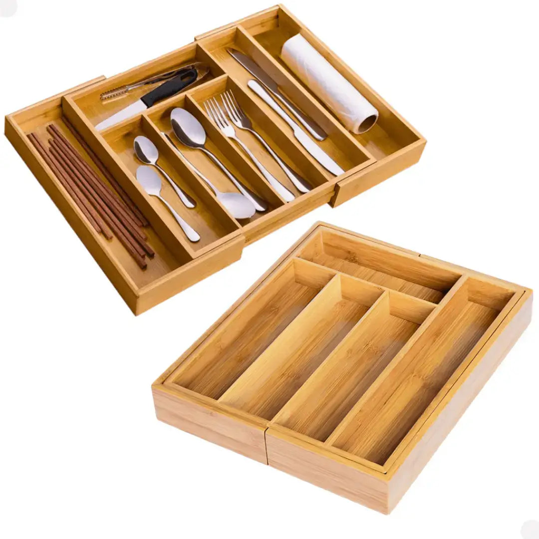 Porta Talheres em Bambu Extensível