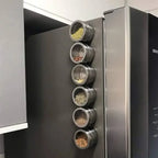 Porta Temperos Magnético com 6 Potes Inox - Modern Casa