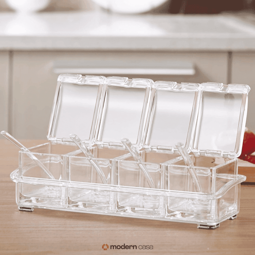 Porta Temperos e Condimentos Acrílico 4 Potes Organizadores - Modern Casa