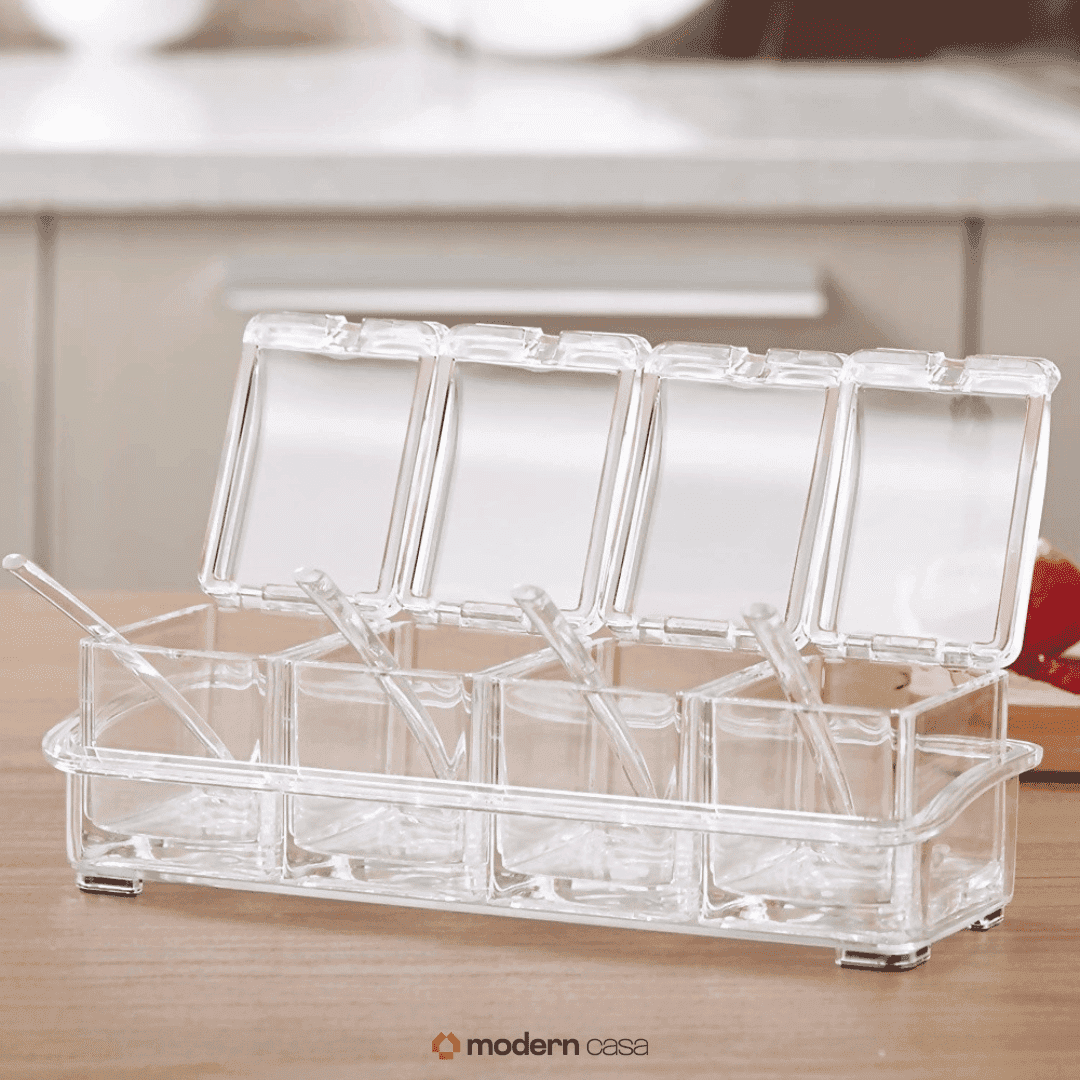 Porta Temperos e Condimentos Acrílico 4 Potes Organizadores - Modern Casa