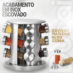 Porta Temperos e Condimentos Giratório 12 Peças - Modern Casa