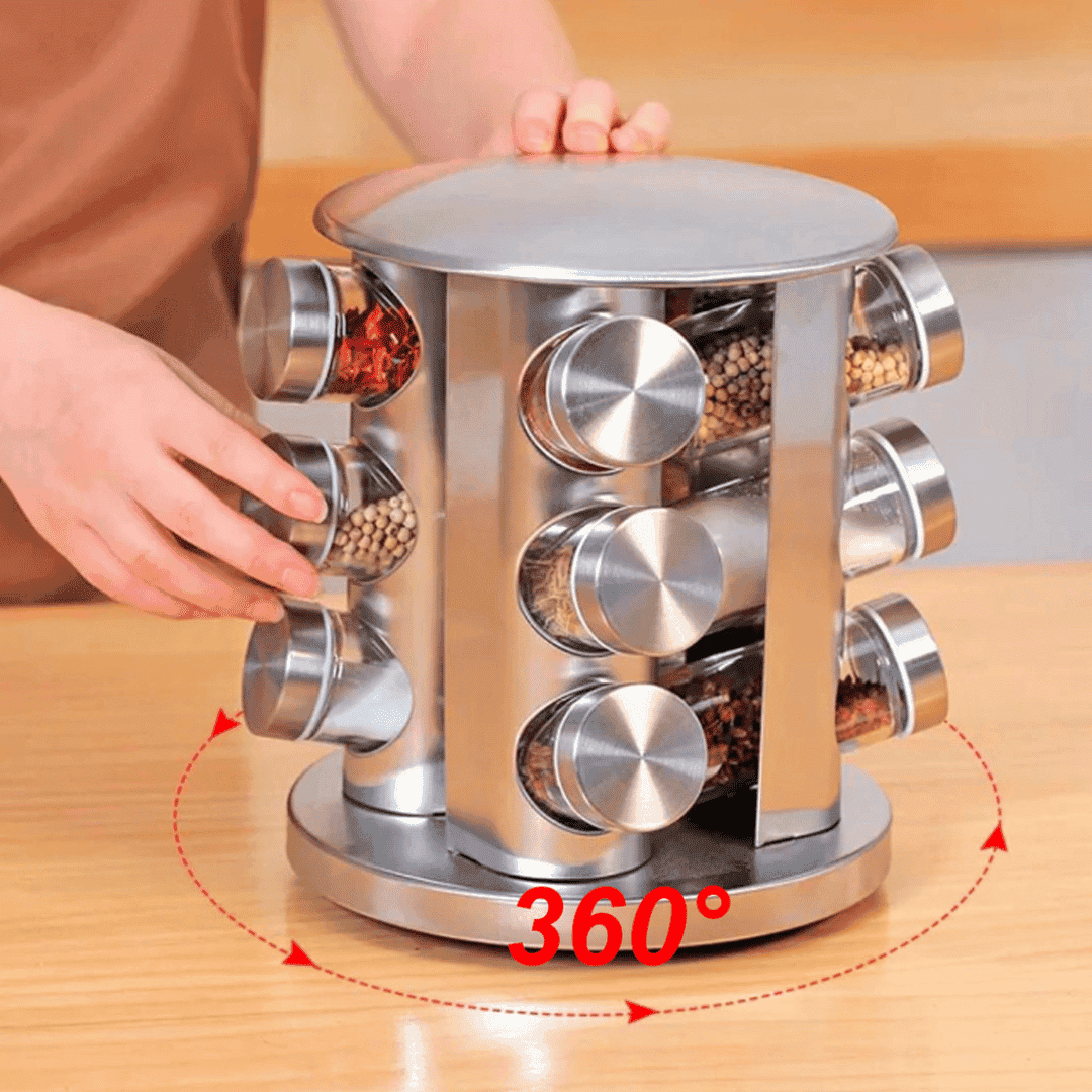 Porta Temperos e Condimentos Giratório 12 Peças - Modern Casa