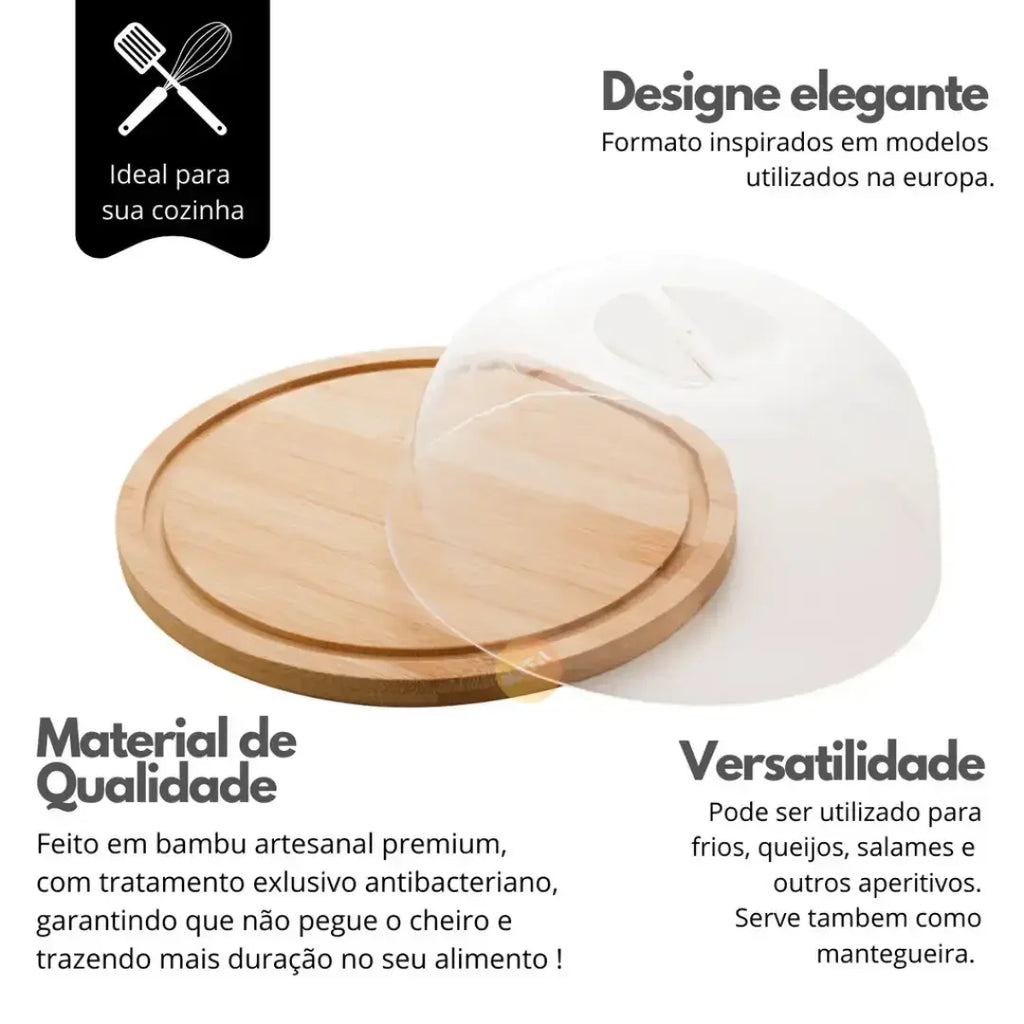 Queijeira de Bambu Com Tampa - Modern Casa
