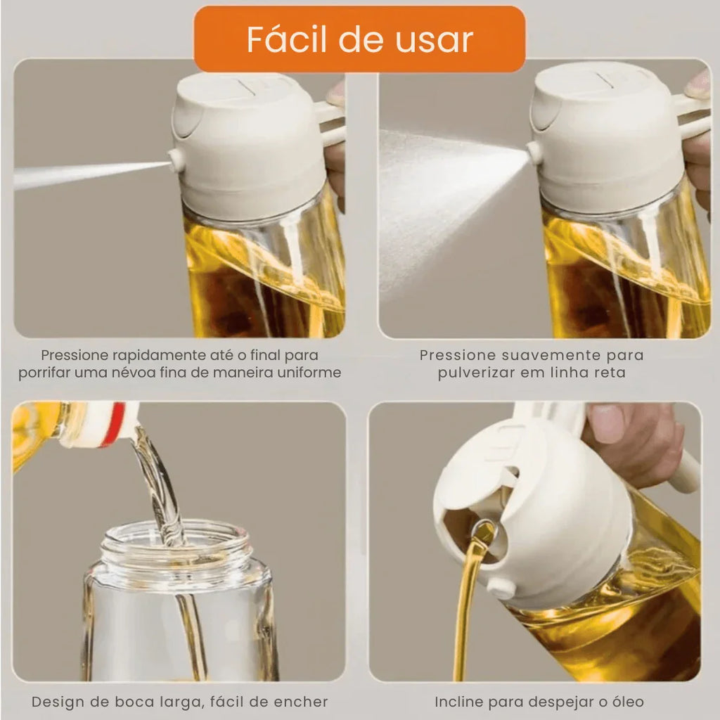 Porta Azeite de Vidro 2 em 1 Spray e Borrifador - Modern Casa