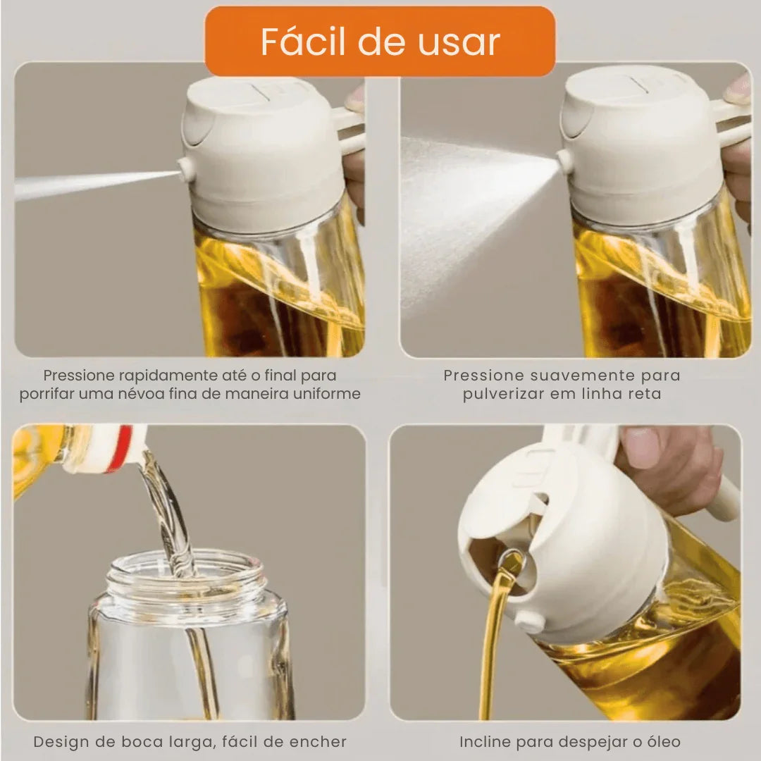 Porta Azeite de Vidro 2 em 1 Spray e Borrifador - Modern Casa