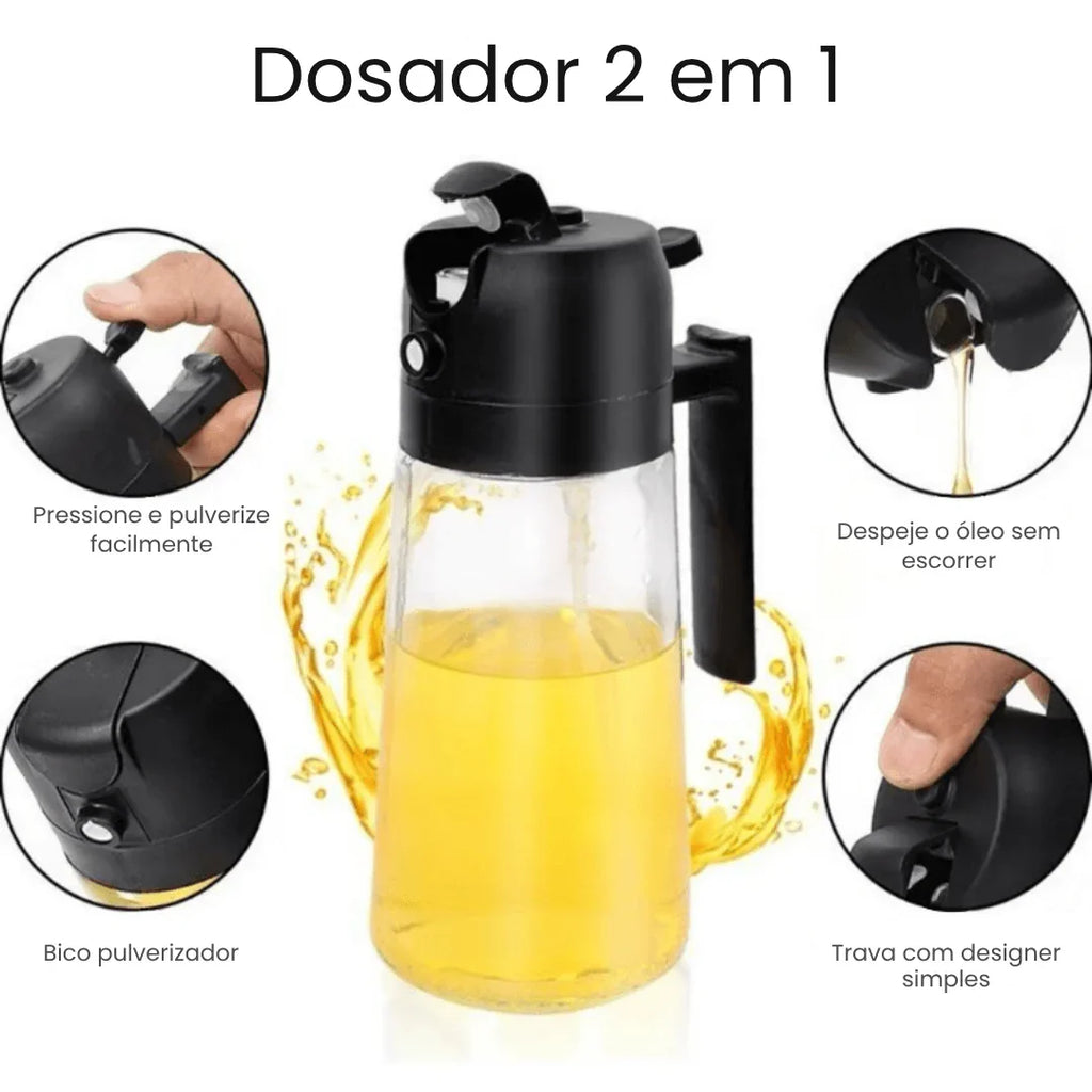 Porta Azeite de Vidro 2 em 1 Spray e Borrifador - Modern Casa