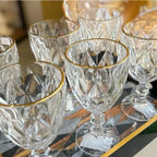 Taças de Vidro com Borda Dourada Diamond Jogo de 6