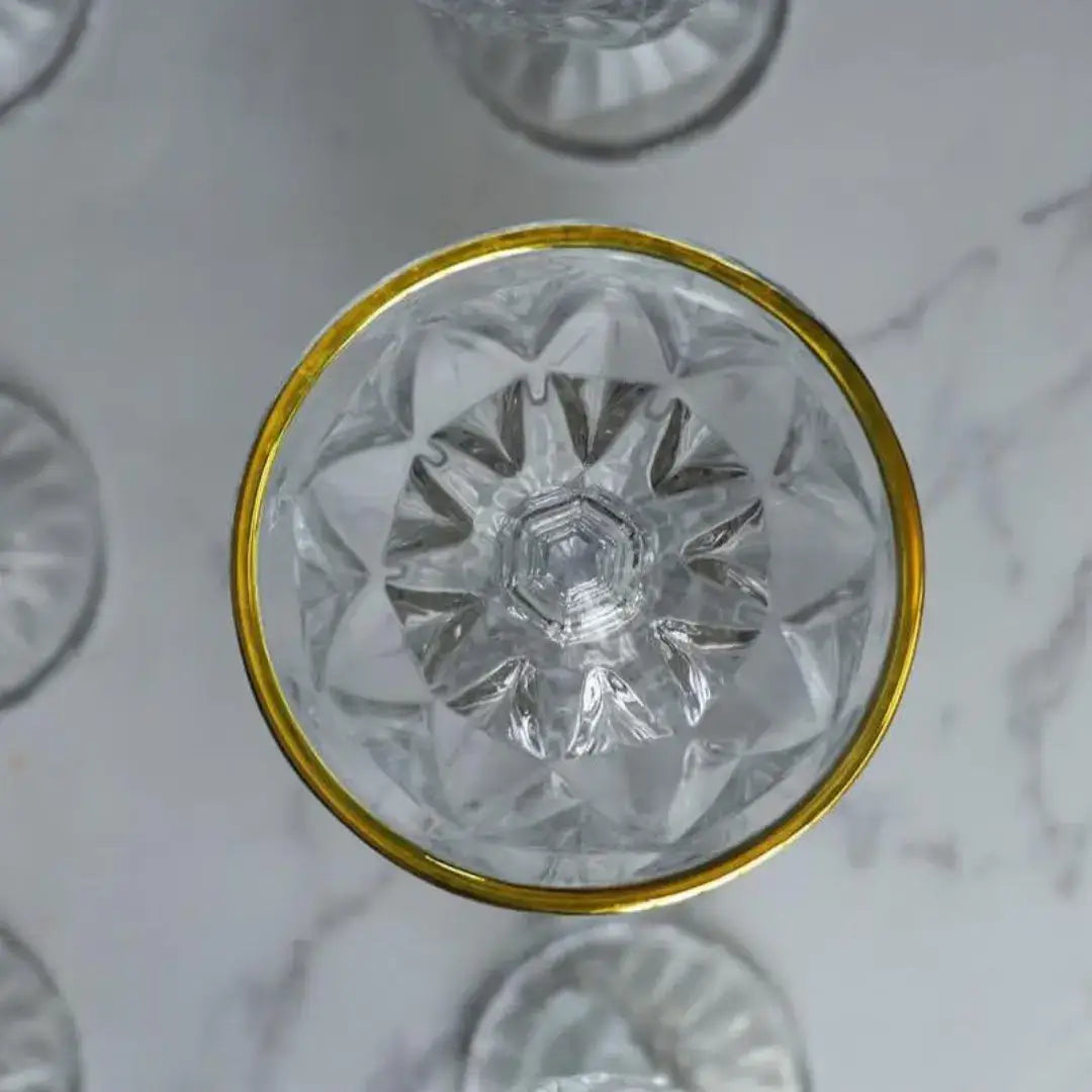 Taças de Vidro com Borda Dourada Diamond Jogo de 6