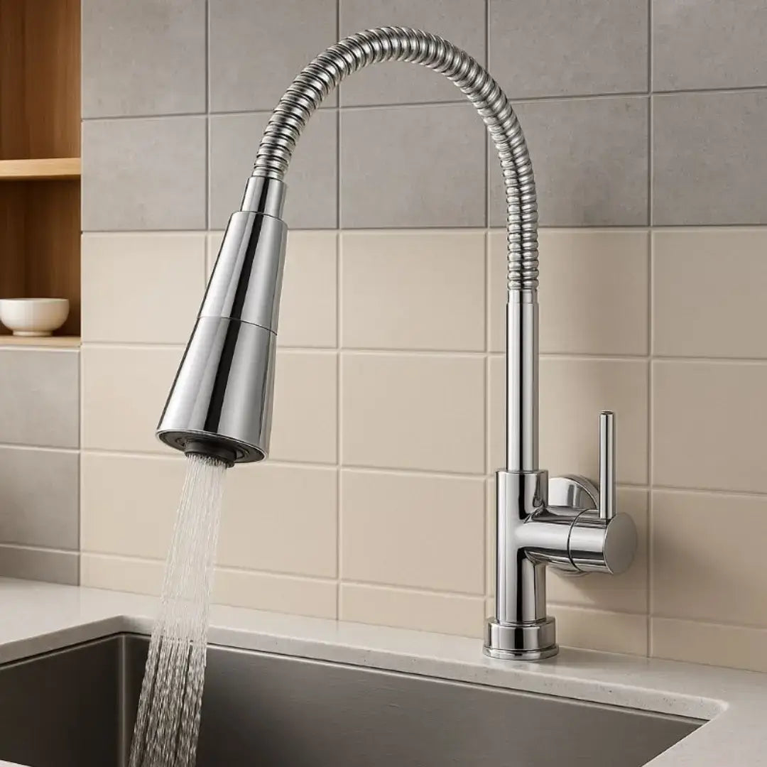 Torneira de Cozinha 360° com Tubo Flexível em Aço Inoxidável