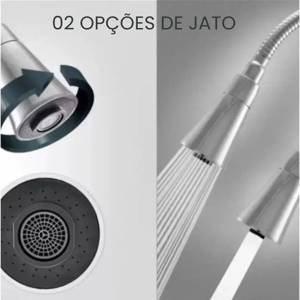 Torneira de Cozinha 360° com Tubo Flexível em Aço Inoxidável