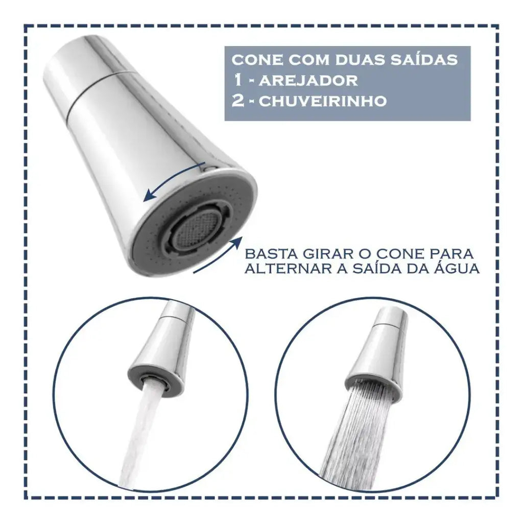 Torneira de Cozinha 360° com Tubo Flexível em Aço Inoxidável
