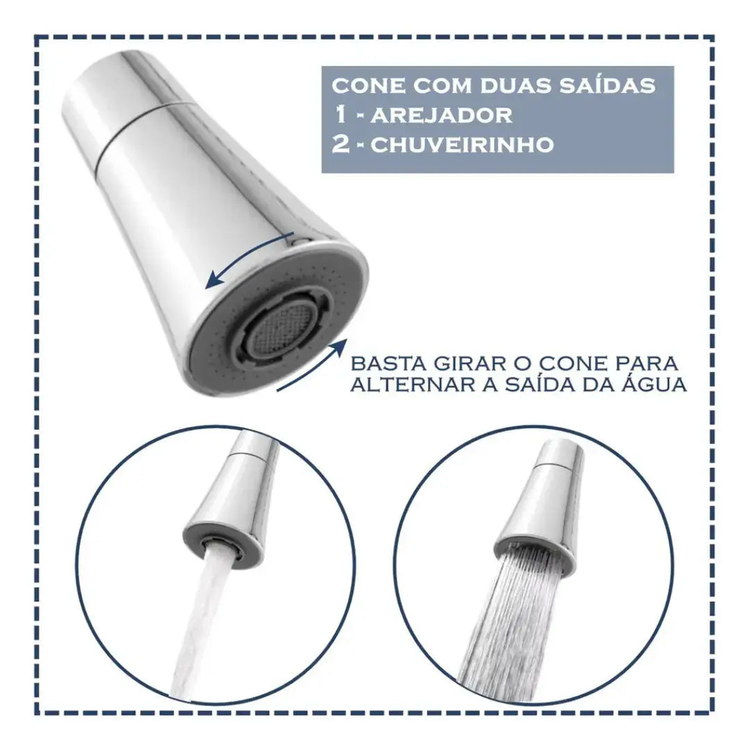 Torneira de Cozinha 360° com Tubo Flexível em Aço Inoxidável