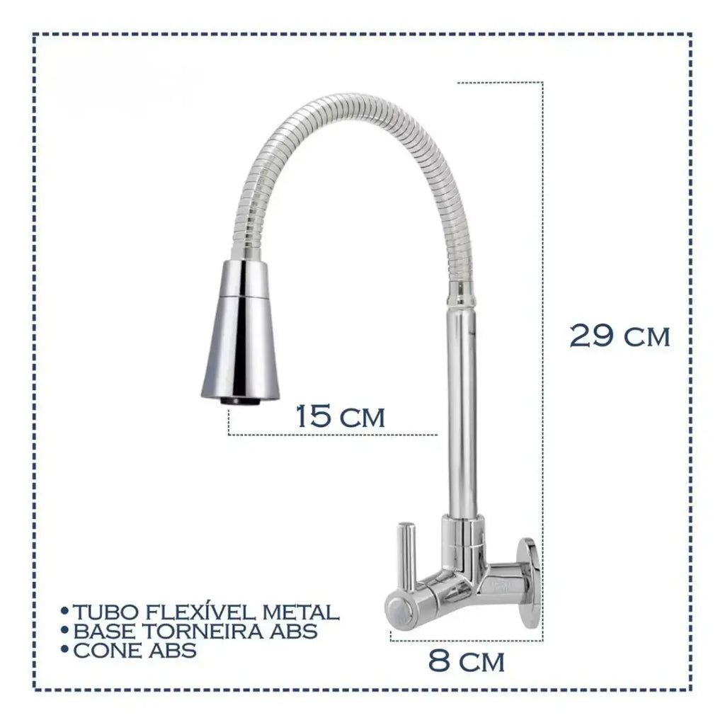 Torneira de Cozinha 360° com Tubo Flexível em Aço Inoxidável
