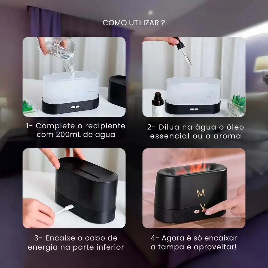 Umidificador Difusor de Aromas Lareira Aromaterapia - Modern Casa