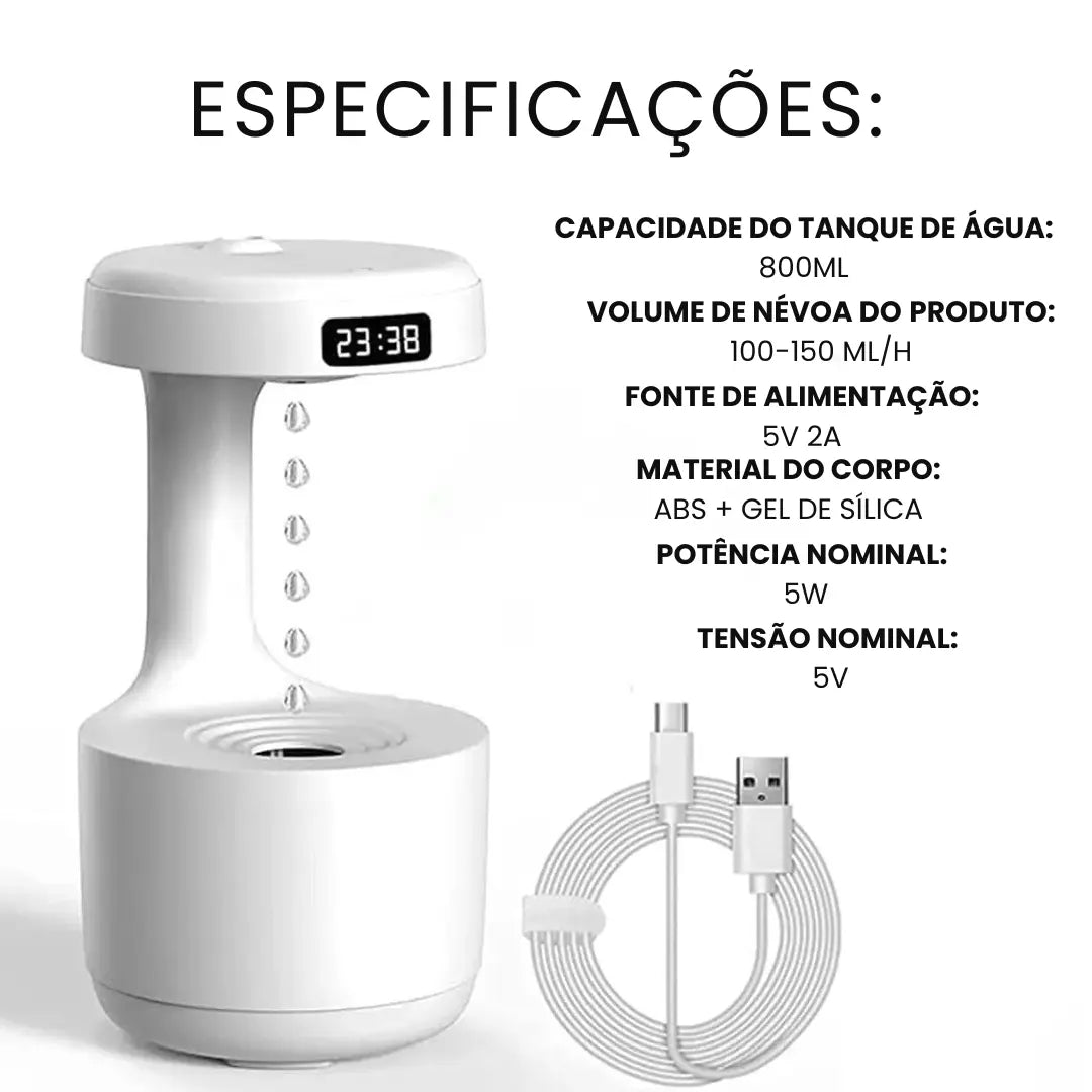 Umidificador e Difusor Gotas Anti Gravidade - Modern Casa