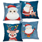 NATAL! Kit com 4 Capas para Almofadas Decorativas Natal Papai Noel.