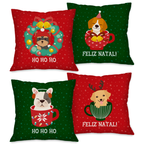NATAL! Kit com 4 Capas para Almofadas Decorativas Natal Papai Noel.