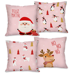 NATAL! Kit com 4 Capas para Almofadas Decorativas Natal Papai Noel.