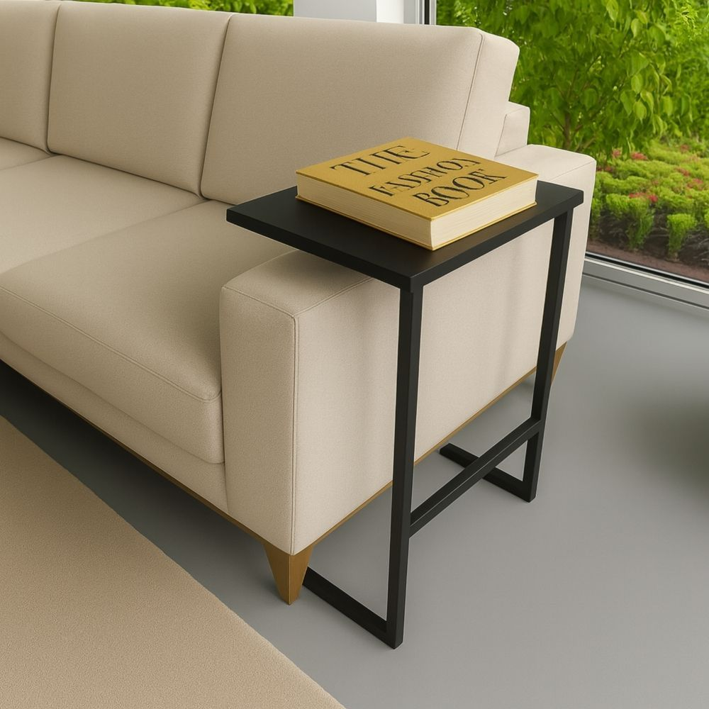Mesinha Apoio Braço Sofa Lateral Apoiar Objetos Pés de Ferro