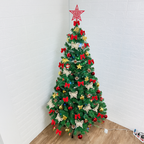 kit Árvore de Natal 1,5m Cheia Decorada Galhos Verde Pé de Ferro 150cm Premium Pisca Led Laço Quente