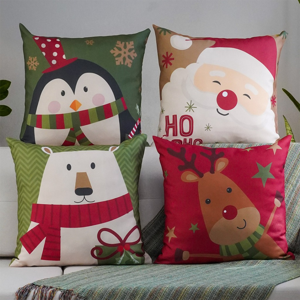 NATAL! Kit com 4 Capas para Almofadas Decorativas Natal Papai Noel.